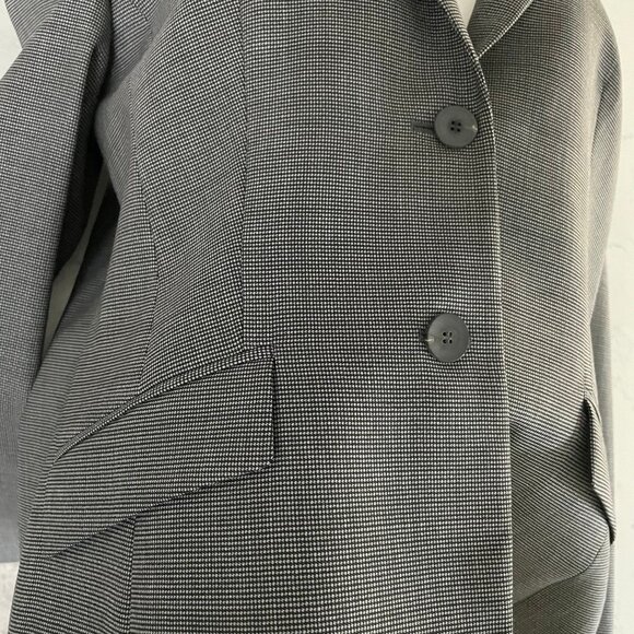 Hugo Boss Julea1 2 Button Notch Collar Virgin Wool Lined Blazer Grey + Blk Sz 6 - Picture 9 of 13